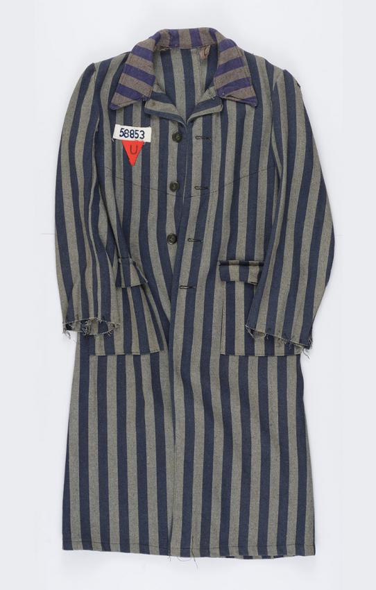 Prison coat that Ehud Walter took from the storerooms in the Buchenwald camp after liberation